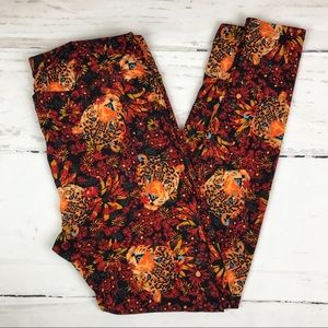 LuLaRoe TC Black Cheetah Floral Leggings